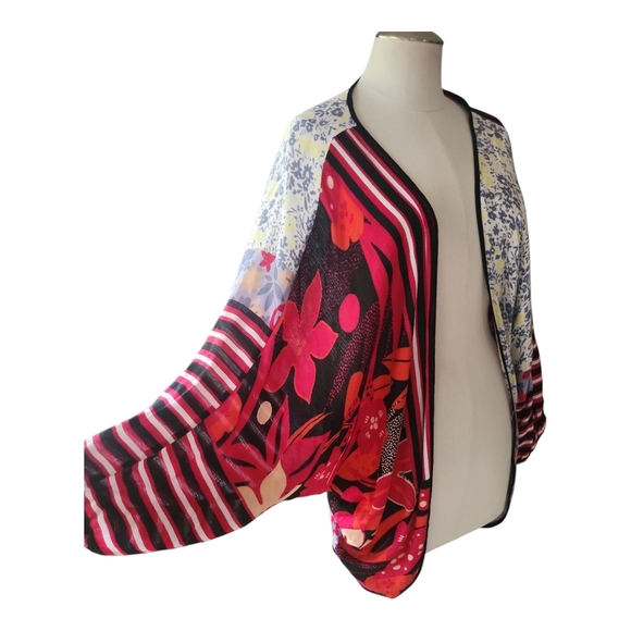 Anna & Ava Multicolor Open Front Kimono Cardigan OS Viscose - Picture 3 of 9